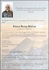 Obituary Franz Zemp-Halter, Kriens