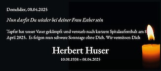 Obituary Herbert Huser, Domdidier