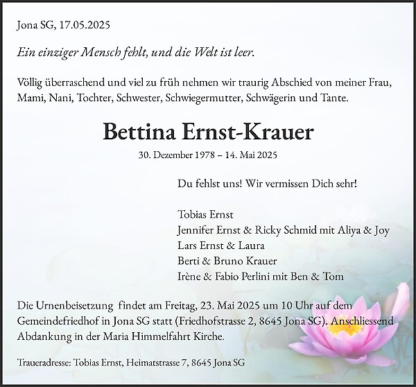Obituary Bettina Ernst-Krauer