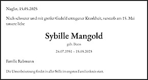 Necrologio Sybille Mangold