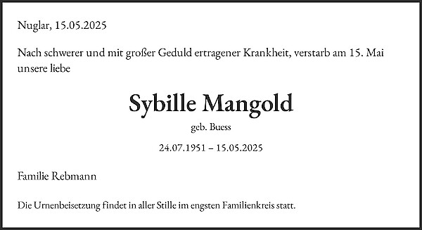 Obituary Sybille Mangold