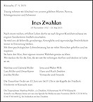 Obituary Ines Zwahlen, Küsnacht