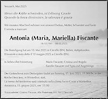 Obituary Antonia (Maria, Mariella) Fiscante