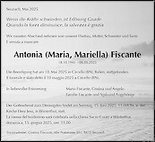 Necrologio Antonia (Maria, Mariella) Fiscante
