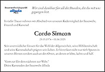 Obituary Cordo Simeon, Alvaneu Bad