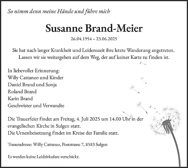 Obituary Susanne Brand-Meier