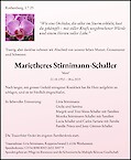 Obituary Marietheres Stirnimann-Schaller, Rothenburg