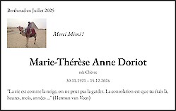 Necrologio Marie-Thérèse Anne Doriot