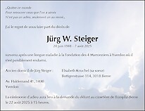 Obituary Jürg W. Steiger, Yverdon-les-Bains