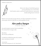 Avis de décès Alexandra Burger, Fislisbach