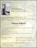 Avis de décès Thomas Schärer, Uebeschi