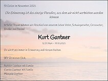 Obituary Kurt Gantner, Walenstadt