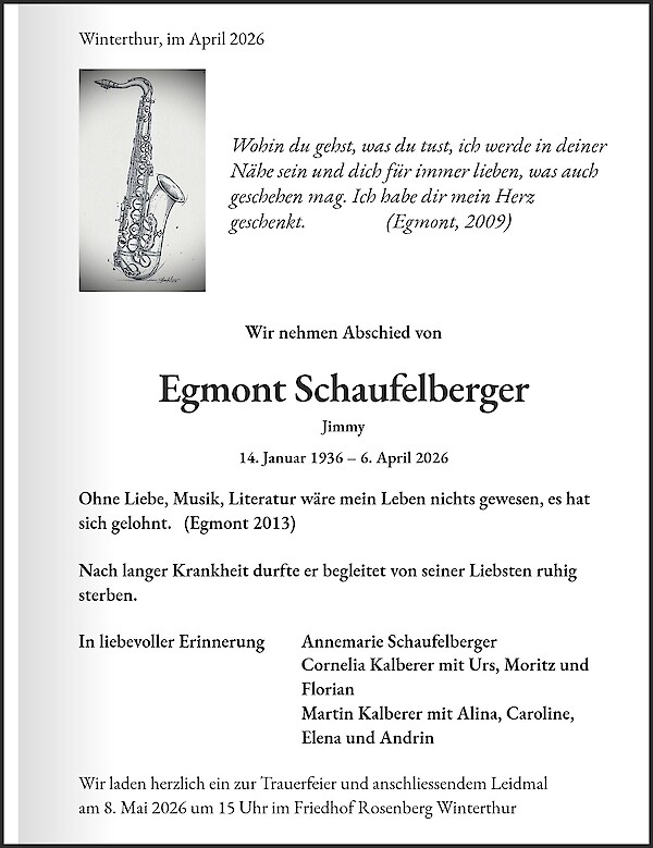 Obituary of Egmont Schaufelberger
