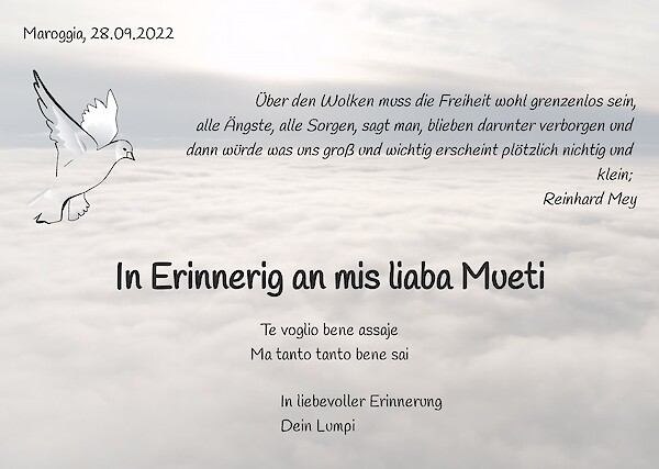 Obituary In Erinnerig an mis liaba Mueti, St.Moritz
