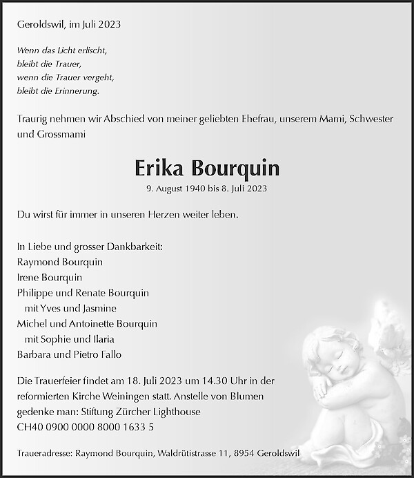 Necrologio Erika Bourquin