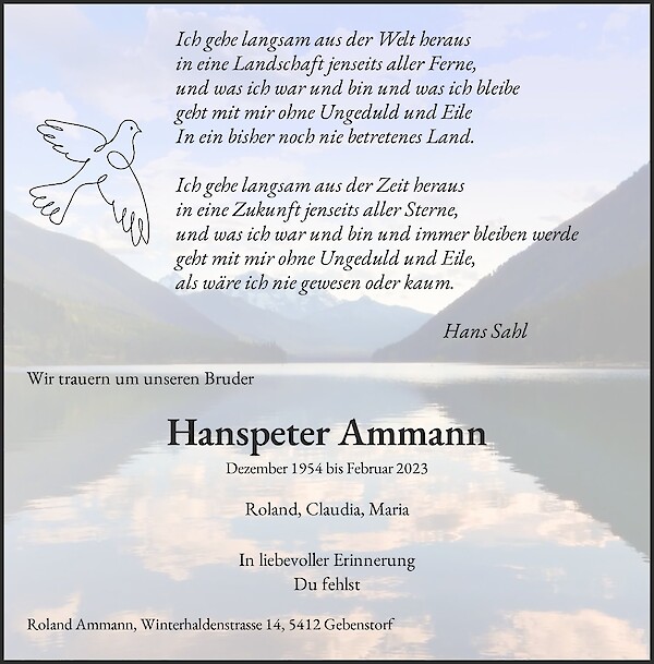 Avis de décès de Hanspeter Ammann