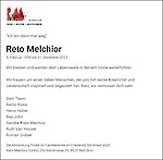 Avis de décès Reto Melchior, Wetzikon