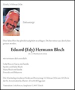 Avis de décès Eduard (Edy) Hermann Bloch