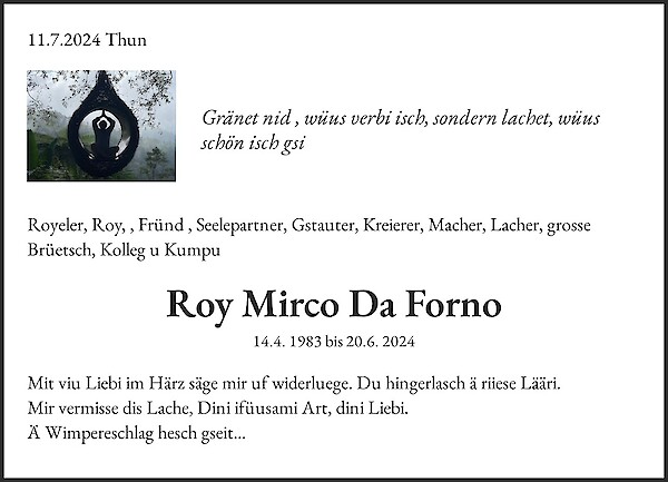 Necrologio Roy Mirco Da Forno, Steffisburg