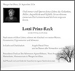 Necrologio Lotti Prinz-Reck, Wangen bei Olten