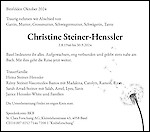 Necrologio Christine Steiner-Henssler, Birsfelden